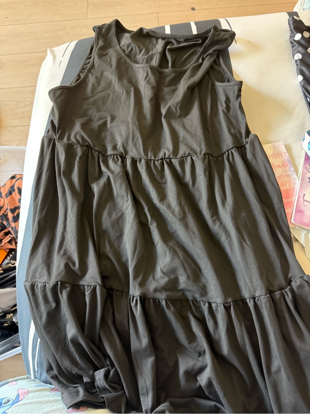 Sleeveless Tiered Summer Dress - black